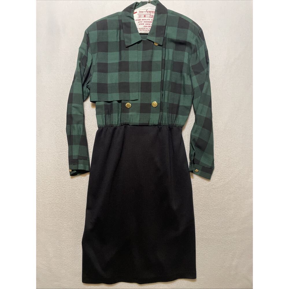 Vintage 80’s Dress R. J. Stevens By Carol Escritor Black Green Size 8